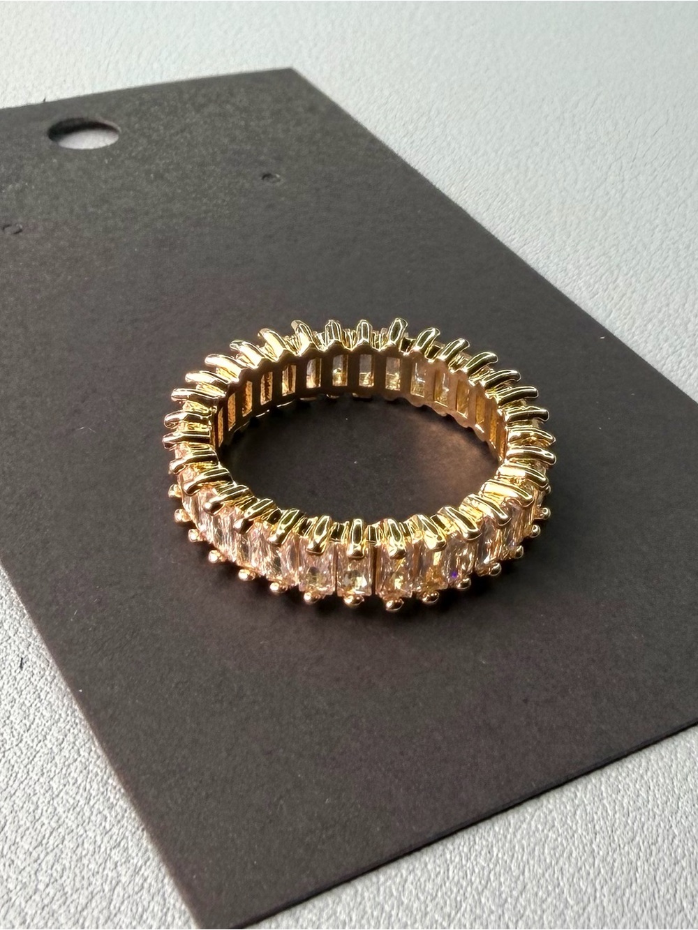 Gold Baguette Crystal Eternity Ring